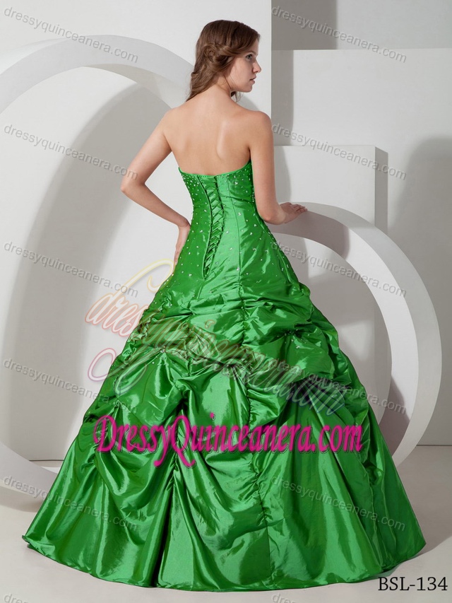 Strapless Taffeta Beaded Quinceanera Dresses with Pick-ups on Promotion