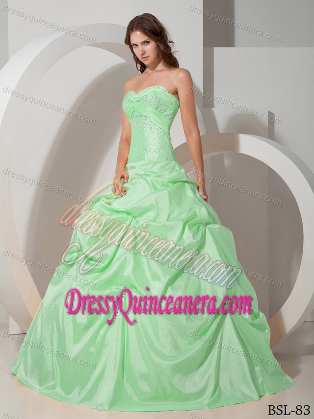 Pretty Sweetheart Taffeta Beaded Quinceanera Dress with Pick-ups for 2014