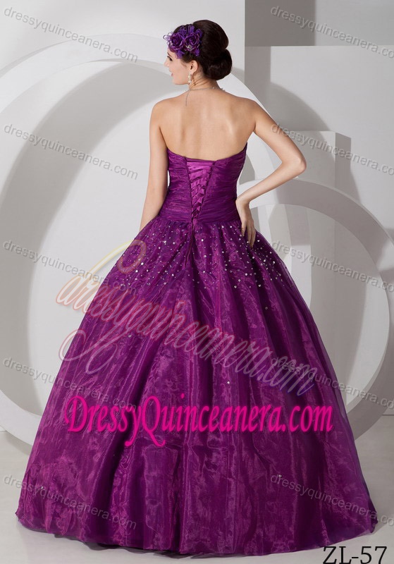 Popular Sweetheart Tulle Ruched and Beaded Quinceanea Dress on Promotion