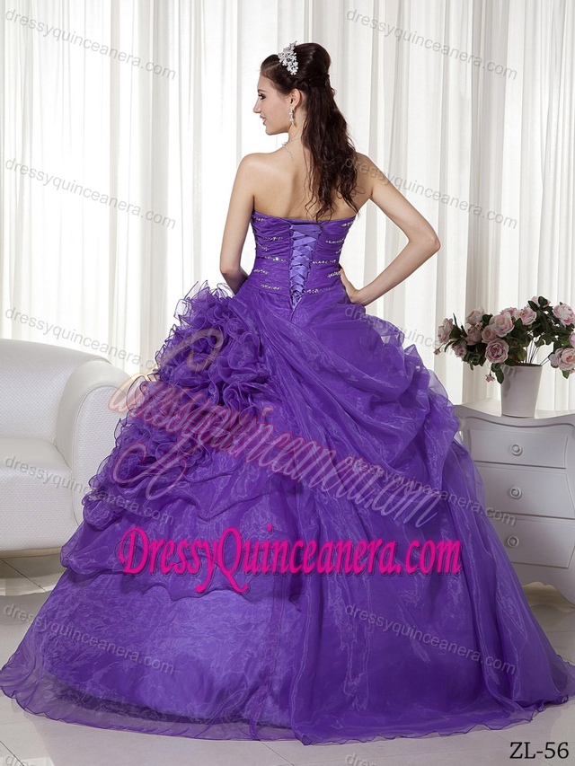 Sweetheart Organza Quinceanera Dress for 2013 with Beading and Ruches