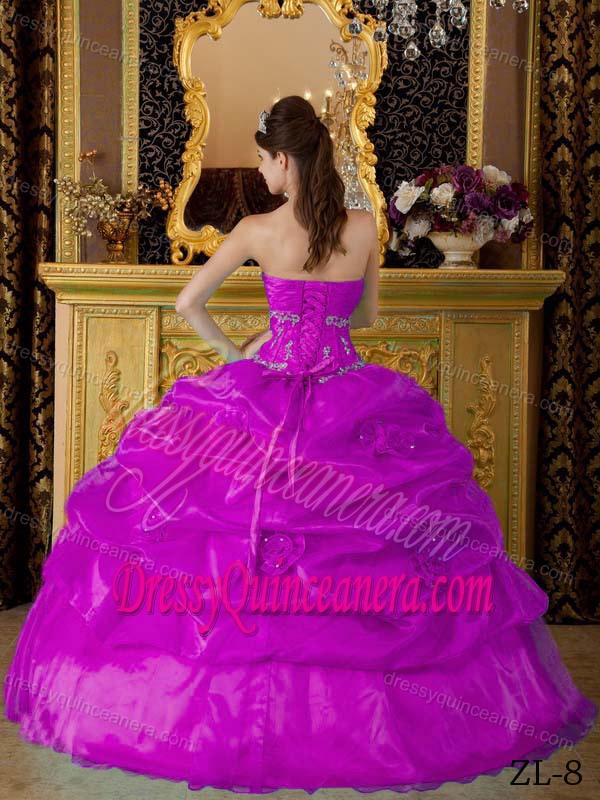 Fuchsia Sweet Sixteen Quinceanera Dresses in Organza on Sale