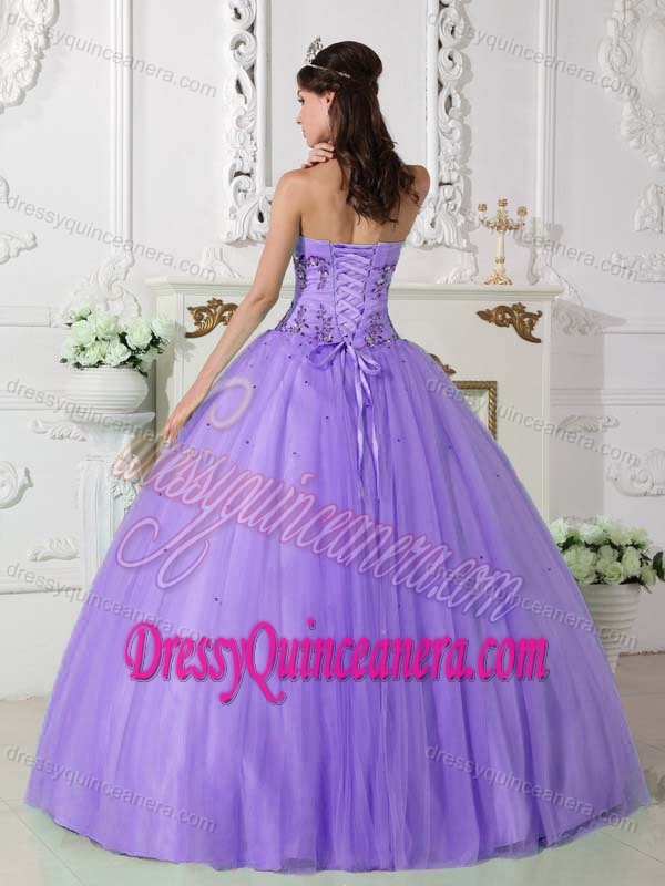 Tulle and Taffeta Low Price Lilac Quinceaneras Dress with Beading