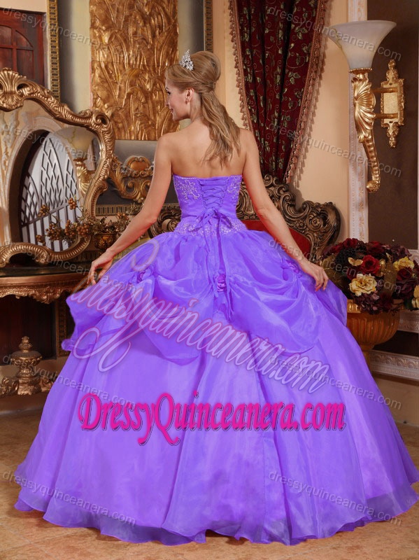 Sweetheart Taffeta and Organza Cheap Appliqued Quince Dresses