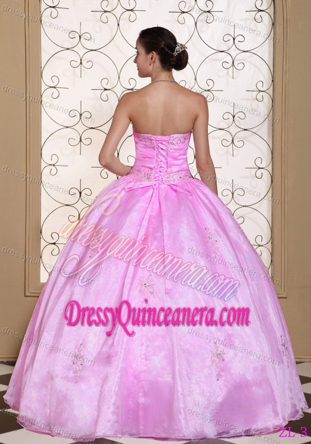 Beaded Lace-up Taffeta and Organza Popular Quinceanera Gown in Pink