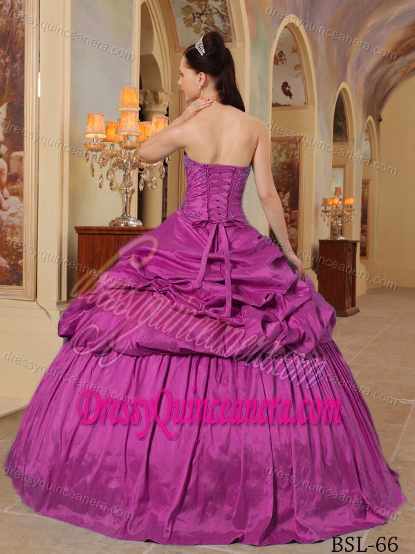 Sweetheart Fuchsia Beaded Sweetheart Popular Dress for Quinceanera