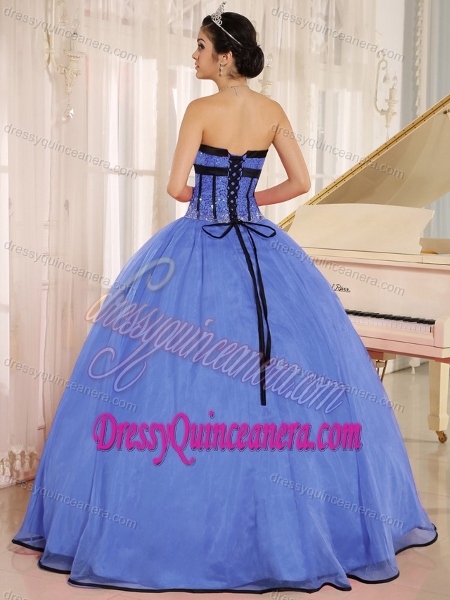 New Wonderful Blue Sweetheart Ball Gown Organza Quinceanera Dress with Beading
