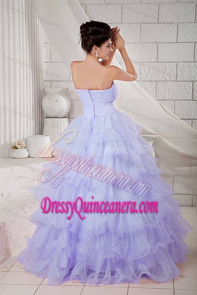 Lilac Sweetheart Organza Noble Quinceanea Dress with Beading and Ruffles
