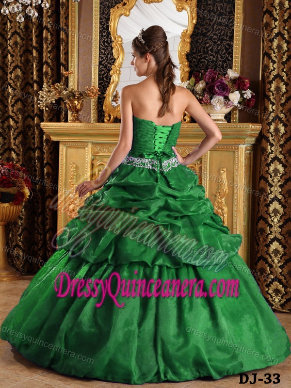 Pick-ups Taffeta Hunter Green Pleats Sweet 16 Dresses in Autumn