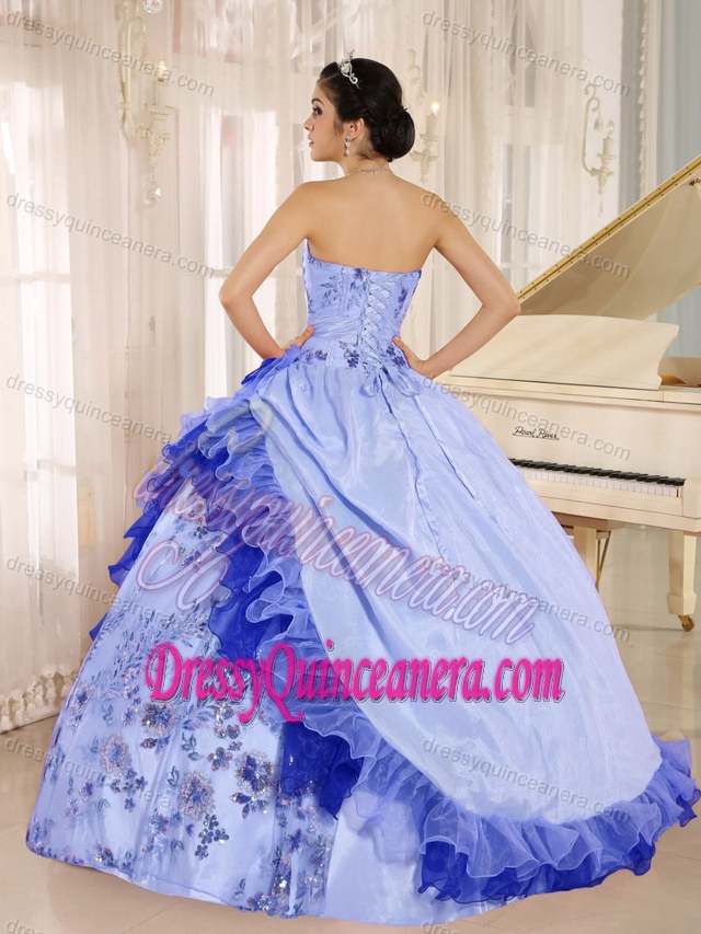 Taffeta Quinceanera Gown Dresses with Appliques and Hand Made Flowers
