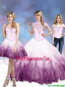 Exclusive 2015 Multi Color Quinceanera Dresses with Beading and Ruffles