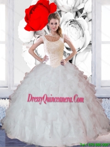 Delicate Ball Gown Ruffles and Beaded Quinceanera Dresses for 2015