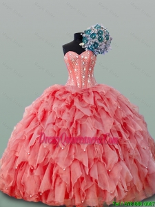 2015 Fall Perfect Sweetheart Quinceanera Dresses with Beading