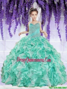 2016 Summer Discount Ruffles and Beaded Decorate Little Girl Pageant Dress in Apple Green