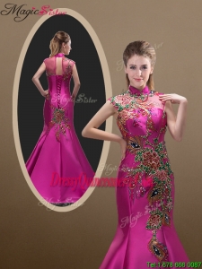 2016 New Style Mermaid Brush Train Dama Dresses with Appliques and Beading