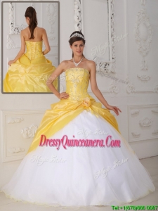 Classic Ball Gown Appliques and Hand Made Flower Quinceanera Dresses