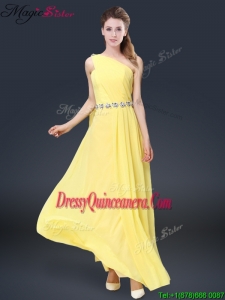 Fashionable One Shoulder Dama Dresses For Quinceanera in Yellow