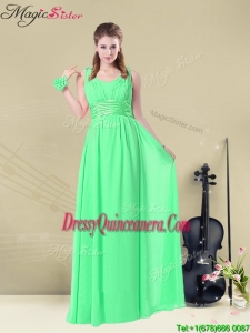 Simple Empire Straps Dama Quinceanera Dresses with Ruching and Belt for 2016 Summer