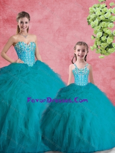 2016 Sweet Ball Gowns Teal Princesita With Quinceanera Dresses with Beading and Ruffles