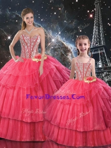 Fashionable Ball Gown Coral Red Princesita With Quinceanera Dresses with Beading for Fall