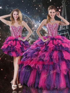 Luxurious Detachable Quinceanera Skirts with Beading and Ruffled Layers