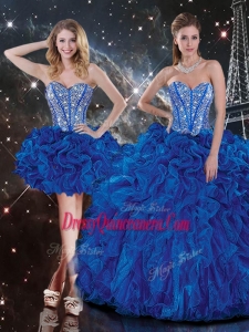 New Style Sweetheart Detachable Beading Quinceanera Skirts in Blue