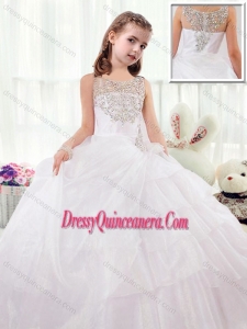 Beautiful Scoop White Little Girl Pageant Dresses with Beading