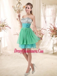 Beautiful 2016 Short Dama Dresses with Sequins and Belt