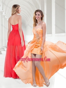 2016 New Style Sweetheart Empire Beaded Dama Dress in Orange