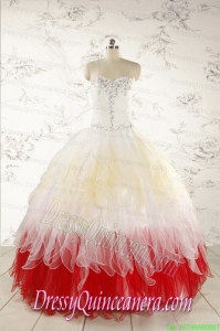 Unique Multi Color Sweetheart Ruffled Quinceanera Dresses wth Beading