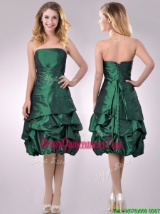 Classical Taffeta Strapless Bubble Beautiful Dama Dress in Dark Green