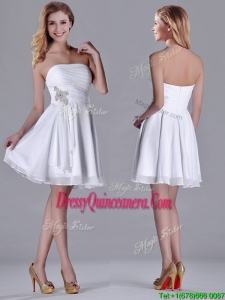 2016 Elegant Empire Strapless Beaded White Beautiful Dama Dress in Chiffon