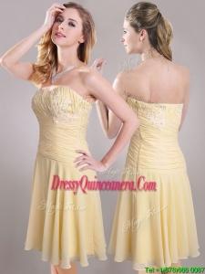 Elegant Applique Chiffon Yellow Short Beautiful DamaDress with Side Zipper