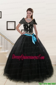 2015 Most Popular Appliques and Beading Quinceanera Dresses in Black