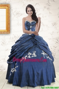 Gorgeous 2015 Sweetheart Ball Gown Quinceanera Dresses in Navy Blue