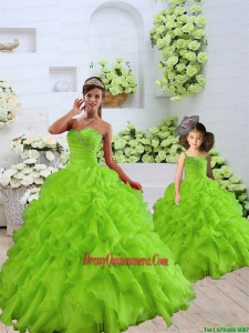 2015 Luxurious Beading and Ruffles Green Princesita Dress