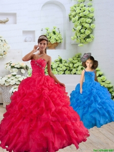 New Style Organza Coral Red Princesita Dress with Beading and Ruffles for 2015