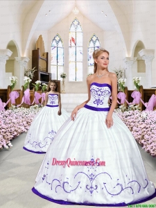 Unique Embroidery White and Purple Princesita Dress for 2015