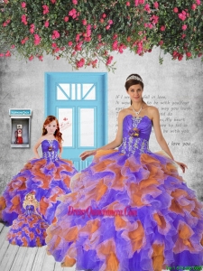 2015 Remarkable Appliques and Ruffles Multi-color Princesita Dress