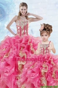 2015 Luxurious Beading and Ruffles Organza Princesita Dress in Multi Color