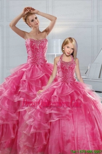 Hot Pink Sweetheart Beading Quinceanera Dresses