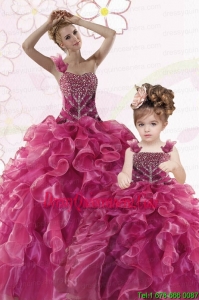 Modest Beading and Ruffles Fuchsia Princesita Dress for 2015