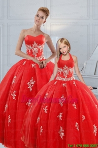 Most Popular Red Puffy Princesita Dresses with Appliques