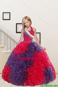 New Arrival Straps Ball Gown Multi Color Flower Girl Dress with Beading and Ruffles