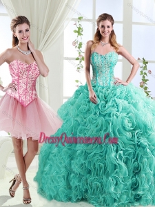 Visible Boning Rolling Flowers Detachable Quinceanera Skirts with Beading