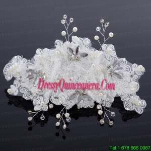 Elegant Imitation Pearls Lace Hair Ornament for Wedding