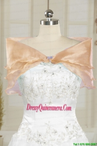 Champagne Open Front Organza Beading Shawls for Wedding
