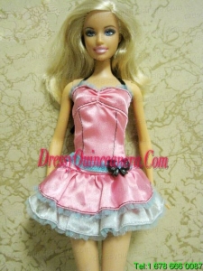 Pretty Bow Short Pink Barbie Doll Dress