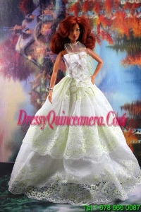 Lace and Hand Made Flowers To A Line Barbie Doll Dress