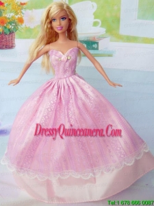 Cute Pink Party Clothes Taffeta for Noble Barbie Doll