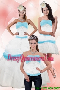 Detachable Strapless Ball Gown Quinceanera Dress with Appliques for 2015
